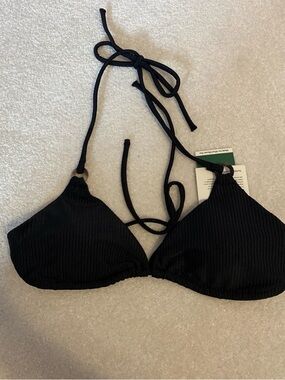Black Ribbed Bikini Top